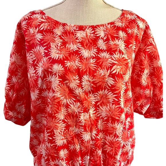 MICHAEL Michael Kors Orange and White Puff Sleeve Blouse.  NWOT. Sz.1X - Picture 1 of 9